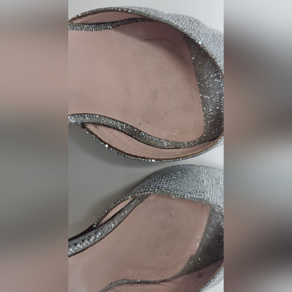 Kate Spade New York Silver Glitter Sage D'Orsay Peep Toe Heel Pumps Size 8B - Picture 11 of 14